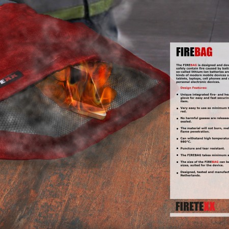 Firebag for FIRE Lithium-ion batteries developed by Firetexx